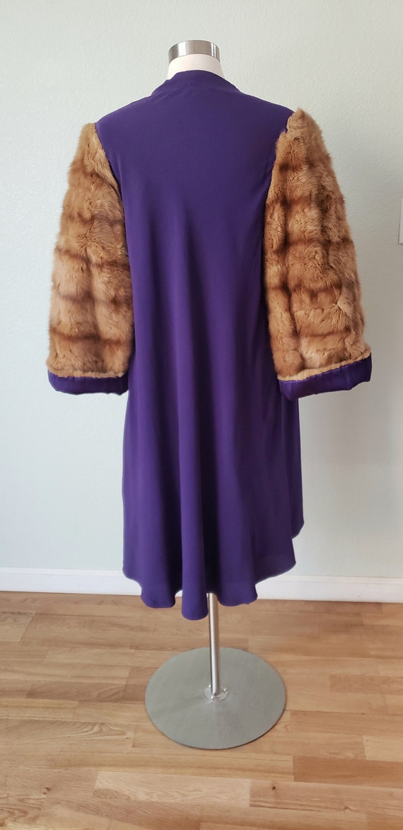 EXCELLENT 1930s 40s Tissue Wool Crepe and Fur / O… - image 4