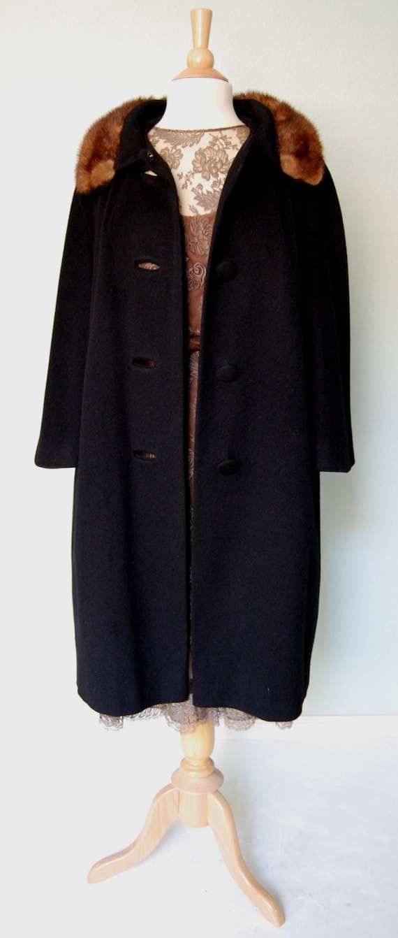 1950s-60s Lilli Ann Paris //  Black Wool Coat // F
