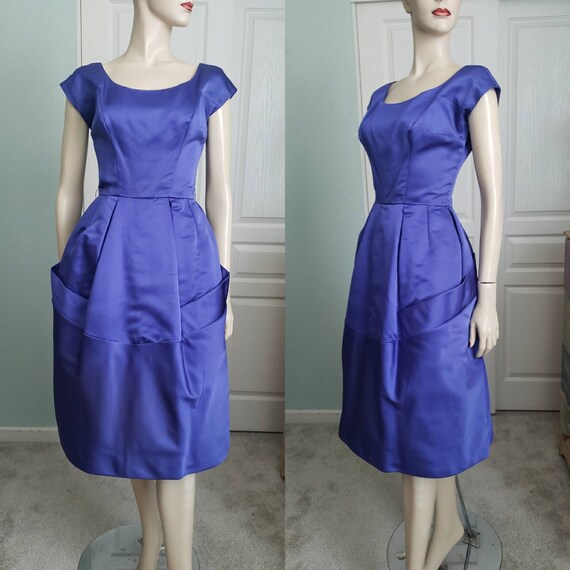 1950s New Without Tags Silk Satin Dinner Dress  /… - image 7