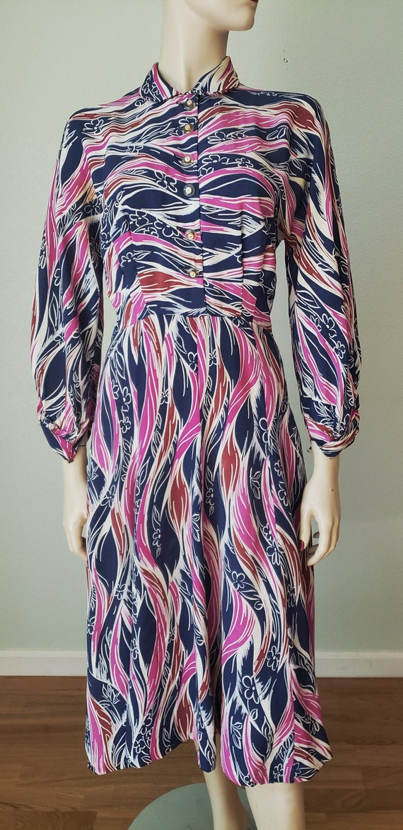 1940s-50s Rayon Shirtwaist Dress / 1940s Dress / 4