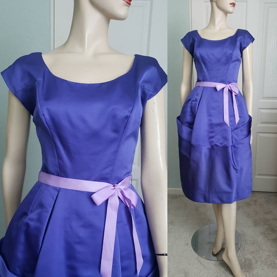 1950s New Without Tags Silk Satin Dinner Dress  /… - image 1