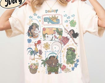 Comfort Colors® Retro Moana Coquette Bow Shirt, Maui Hei Hei Pua Tee, Princess Birthday, Magic Kingdom Tee, Disney Family Trip Vacation 2026