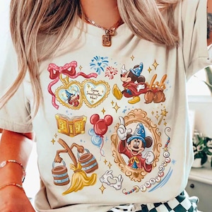 Walt Disney Fantasia Mickey Coquette T-Shirt, Fantasmic Shirt, Disneyland Family Matching, WDW Tee, Mickey Sorcerer, Disney Castle