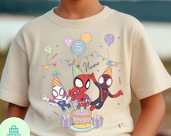 Personalized Name Age Spidey and His Amazing Friends Birthday Shirts, Custom Marvel Ghost Spider Spin Birthday Gift, Disneyland Family Trip