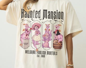 Chemise Figment rétro du manoir hanté, t-shirt One Little Spark Disney Figment, t-shirt assorti Epcot, chemise Disney Epcot 2026, t-shirts voyage en famille 2026