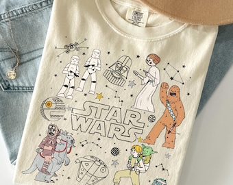 Star Wars Characters Group Shot Constellation Doodles Shirt, Galaxy's Edge Holiday Unisex Shirt, Family Birthday Gift Adult Kid Toddler Tee