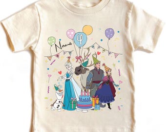 Personalized Name Disney Frozen Birthday Shirt, Disney Elsa Anna Olaf Birthday Present Gift, Disneyland Family Tee, Kid Youth Adult Shirt