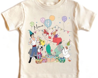 Nom personnalisé chemise d'anniversaire Disney Ariel, cadeau d'anniversaire Disney la petite sirène, t-shirt famille Disneyland, chemise enfant jeune adulte