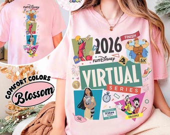 2-Sided runDisney Virtual Series 2026 T-Shirt, Hercules Pocahontas A Goofy Movie 5K Half Marathon Tee, Disney Virtual Race 5K Tank Top Shirt