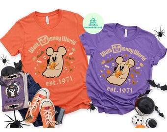Vintage Mickey Minnie Ghost Disneyworld Halloween shirts, WDW Halloween Matching Family shirts, Disneyworld Est 1971, Mickeys Not So Scary