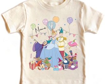 Nom personnalisé Disney Cendrillon anniversaire chemise, cadeau d'anniversaire princesse Disney, t-shirt famille Disneyland, chemise enfant jeune adulte