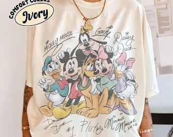 Comfort Colors® Retro Mickey And Friends Signatures Shirt, Disney Mouse Head Tee, Disneyland Family Trip 2026, Mickey & Co Gift, Disney Tee