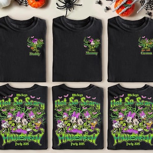 Comfort Colors® Mickey&#39;s Not So Scary Halloween Party 2025 All Characters Shirt, Mickey Skeleton Shirt, Disney Matching Halloween Shirt