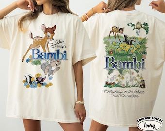 Vintage Comfort Colors Disney Bambi Floral Shirt, Bambi And Friends Disneyland Shirt, Disney Bambi Tee, Disney Magic Kingdom Family Trip Tee
