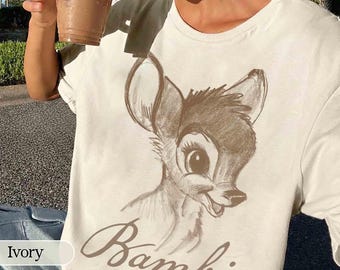 Disney Bambi Portrait Sketch Comfort Colors T-shirt, Retro Bambi 1942 tee, Magic Kingdom Gifts Tee, WDW Disneyland Family Vacation Trip Gift