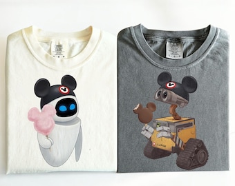 Comfort Colors® Disney Pixar Wall-E And Eve Couple Shirts, Disney Couples Shirts, Wall-E and Eve Matching Shirt, Disney Trip, Magic Kingdom