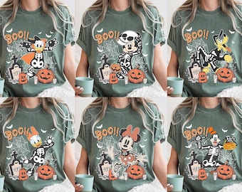 Comfort Colors Retro Disney All Characters Skeleton Halloween Shirt, Mickey & Friends Star Wars, Mickey's Not So Scary Halloween Party Tee