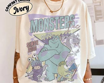 Retro Monsters Inc Sulley Mike Wazowski Signatures Shirt, Pixar Movie Graphic Tee, Vacation Family Matching Shirt, Disney Trip 2026 Shirt