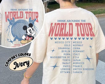 2sided Retro Epcot World Tour 2 Sided Shirt, Drink Around The World Shirt, Epcot Disney World trip Shirts, Epcot Drink Around the World Tee