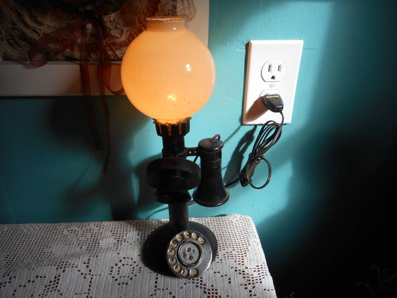 Antique Illuminated Globe Top Rotary Dial Telephone Lamp. Etsy