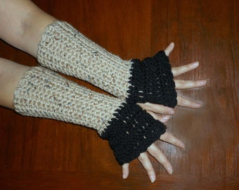 Mitaines crochetées en érable noir. The Tudor Gloves Guêtres pour les mains Gants bohèmes pour femmes, automne, hiver, mode victorienne