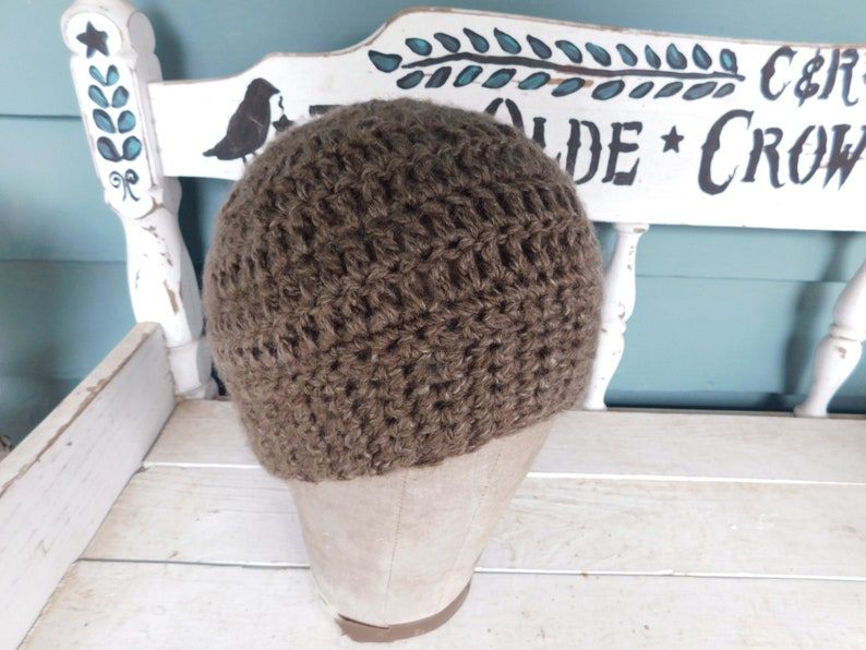 The Pecan Hat. Pecan wood brown handmade crocheted boho cap hat . winter accessory FestiveEtsyFinds zdjęcie 4