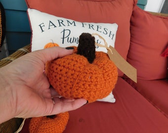 Crocheted Pumpkins. Fall Autumn Decor. Rustic Country handmade Little orange plushy pumpkins Choice  #FestiveEtsyFinds