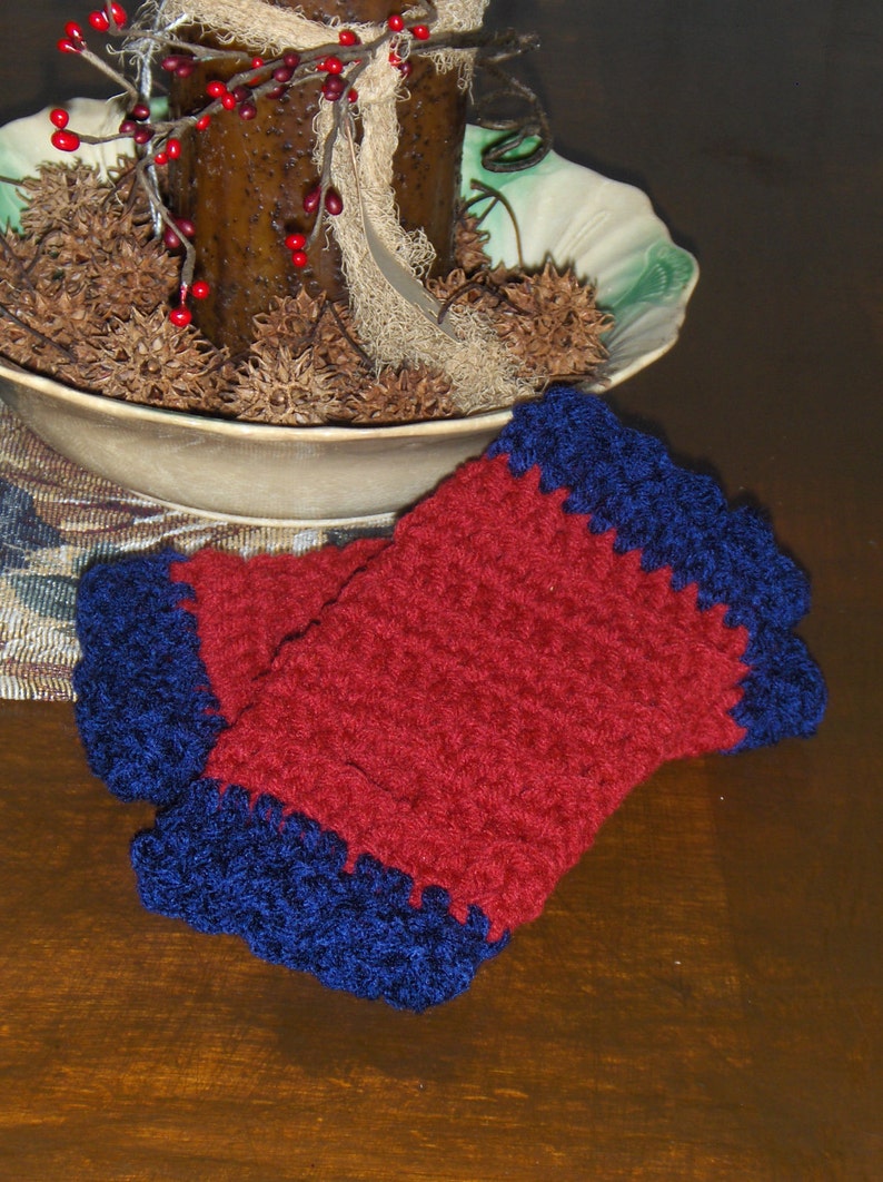 Berrylicious Fingerless Gloves Texting Gloves Cranberry Red & Blueberry BOHO Gloves Arm Warmers Made to order Handmade Crocheted Scalloped image 3