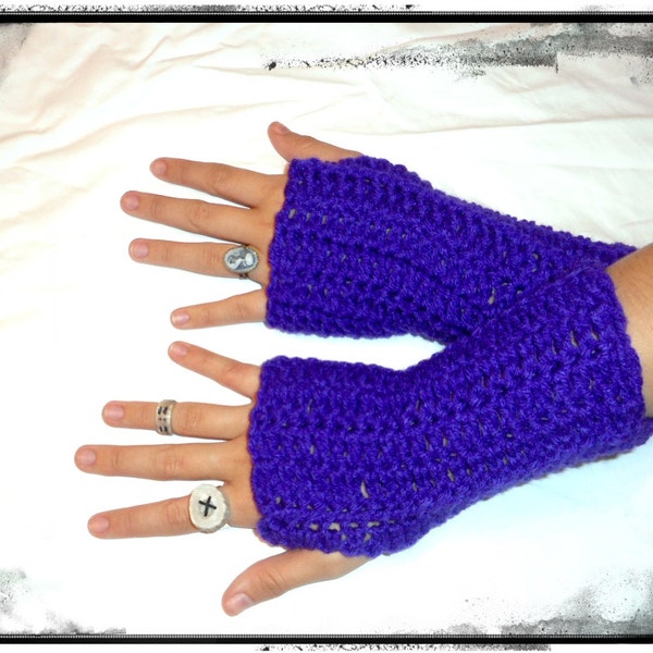 The Amethyst Purple Fingerless Texting Boho Gloves Handmade Arm Warmers Purple Amethyst Wrist Warmers dark Victorian Burlesque Fall Fashion