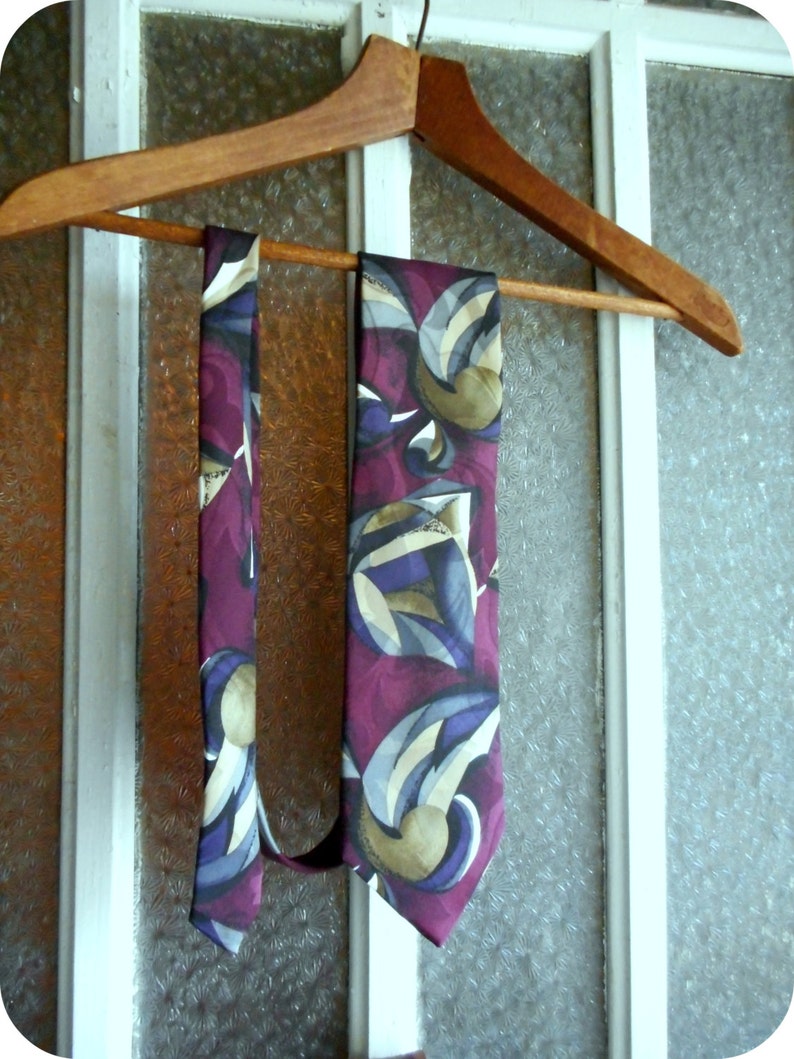 Vintage Men's 100% Silk Men's Neck Tie CHEZ ROFFE New York Geometric ...