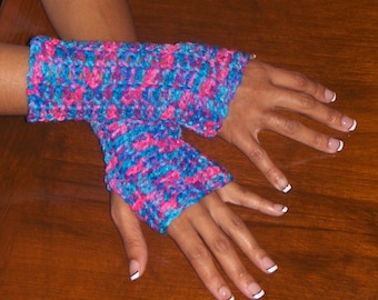 Fingerless Gloves Circus Bon Bon Hand Crocheted bohochic Arm Warmers Hand Warmers Texting Gloves Bright Sprinkles. Handmade Crocheted Simple