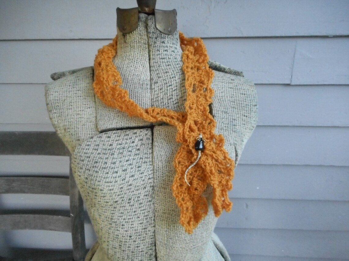Swiss Cheese Holes Scarf. Tangy Yelloworange Crocheted Etsy