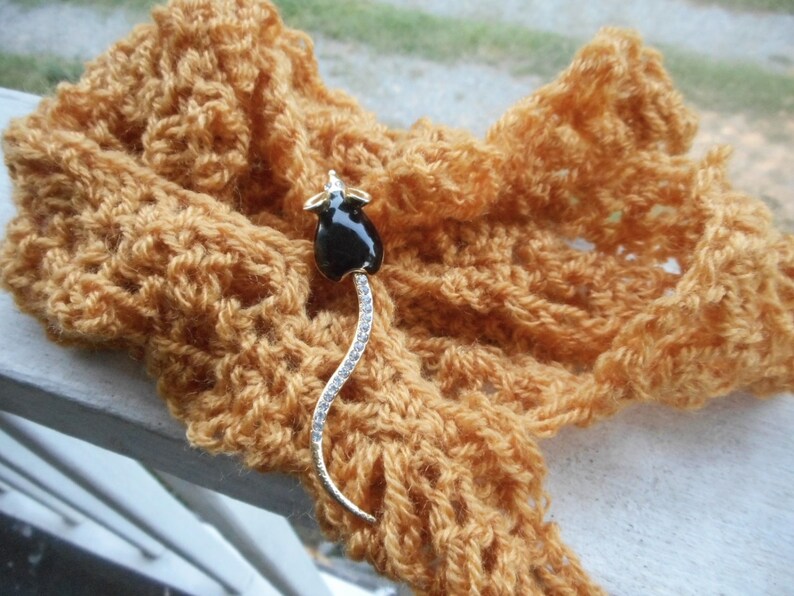 Swiss Cheese Holes Scarf. Tangy Yelloworange Crocheted Etsy