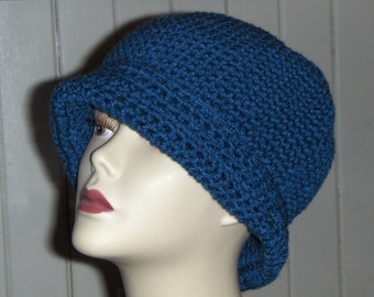 Cappello da Poor Boy unisex Windsor Blue Rasta all'uncinetto, morbido, con grandi dreadlock, stile boho-chic gipsy, arrotolabile - Realizzato su ordinazione, fatto a mano, moderno, metro