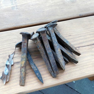 Antique Huge rusty railroad nail spike. FestiveEtsyFinds image 9