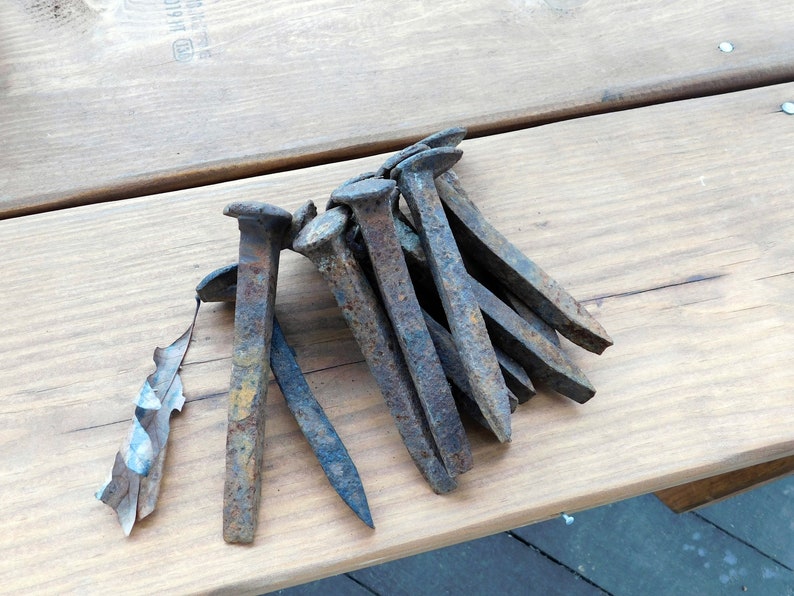 Antique Huge rusty railroad nail spike. FestiveEtsyFinds image 9