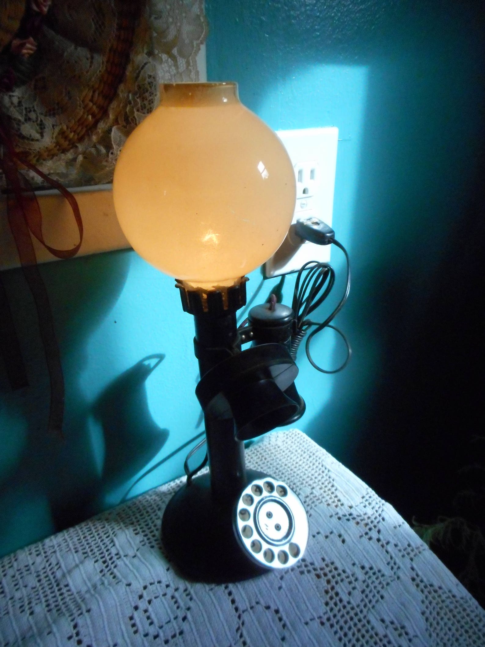 Antique Illuminated Globe Top Rotary Dial Telephone Lamp. Etsy
