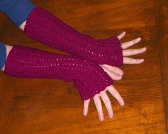 Long Arm warmers The Autumn Berries Vineyard Wine  Rustic Homespun Handmade fingerless gloves texting Hand Crocheted Victorian style Gloves
