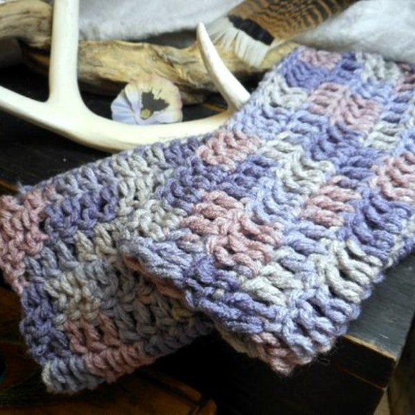 Fingerless Gloves Handmade Crocheted Arm Warmer Multi Violet Orchid Lavender Dusty Pink Purple Fusion Bohemia Victorian "Mulberry Grove"