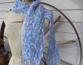 The Monet Multi pastel Crochet Scarf. Homespun Gypsy Bohochic Hand Crocheted Fringe Scarf. made to order  #FestiveEtsyFinds