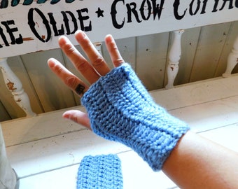 Cornflower blue texting gloves. driving gloves. office gloves. no finger gloves. fingerless gloves. crochet gloves. Boho gloves blue gloves