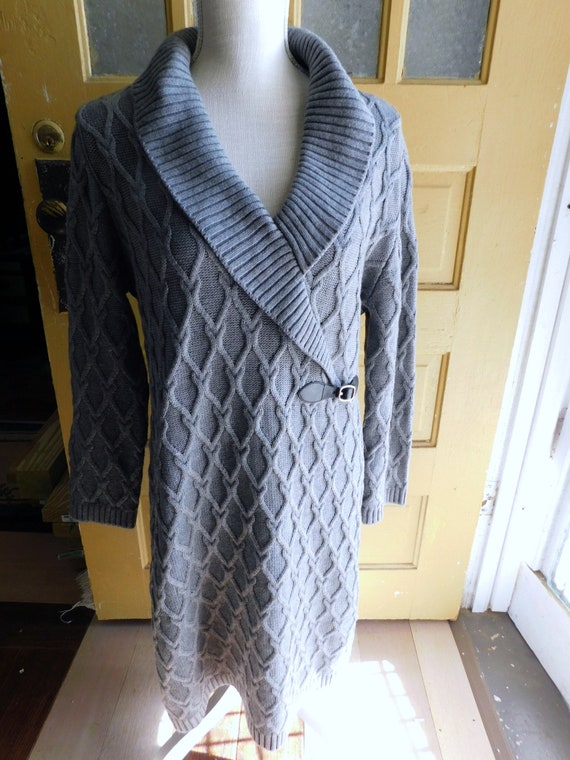 Vintage Calvin Klein Cable Knit Sweater Dress. Si… - image 2