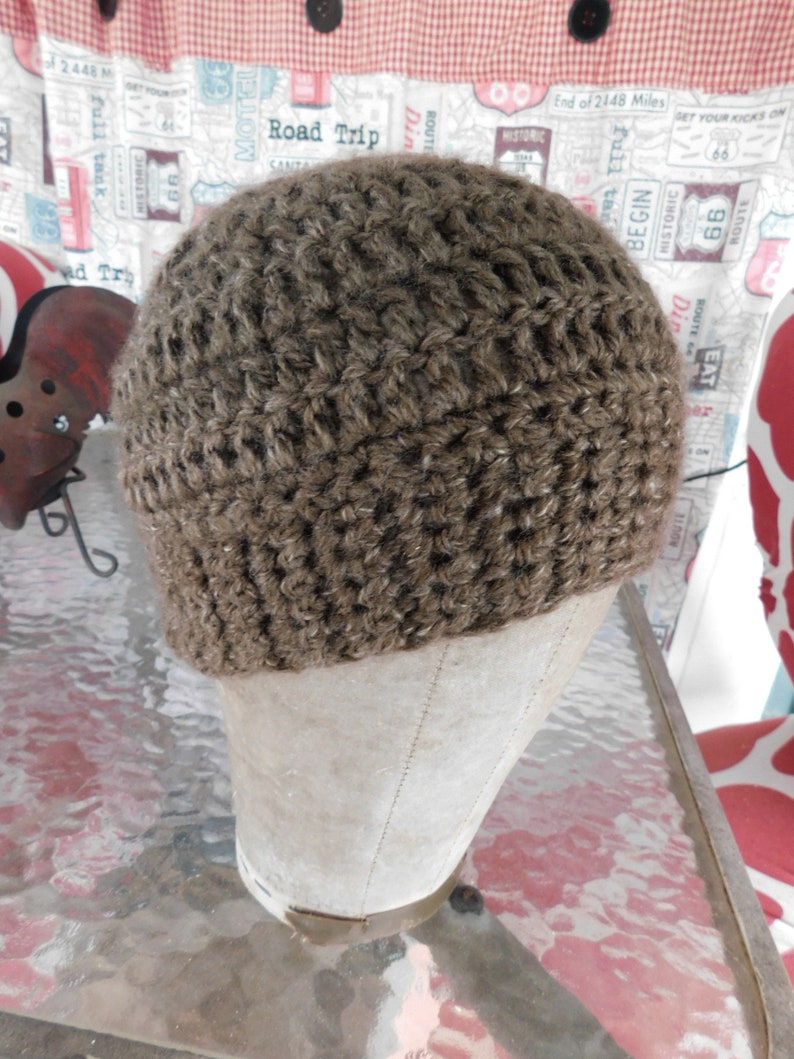 The Pecan Hat. Pecan wood brown handmade crocheted boho cap hat . winter accessory FestiveEtsyFinds zdjęcie 8