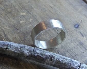 Sterling Silver Handmade Squared Edge Brushed Finish 6mm Wide Wedding Band. Unisex. Made to Order with recycled sterling.  #FestiveEtsyFinds