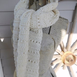 The Ivory Dream Scarf. Deluxe Handmade Crochet Scarf. Rustic Bohemian Hand Crocheted Ivory Super Long Textured Scarf.  #FestiveEtsyFinds