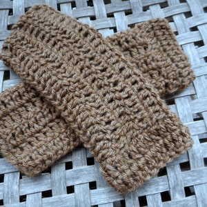 The Wild Hawk Fingerless Gloves crochet Arm Warmers Handmade Crocheted. fall autumn winter boho. Dark Beige ACrylic Yarn Handmade gloves image 1