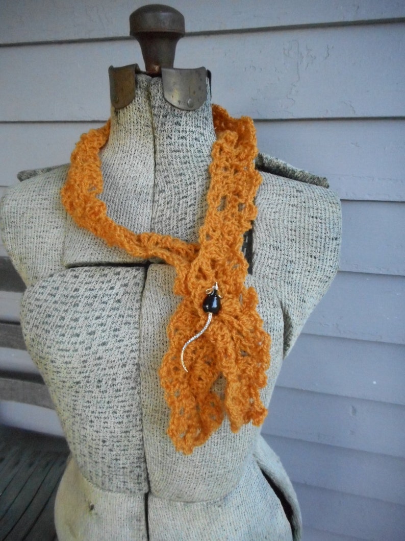 Swiss Cheese Holes Scarf. Tangy Yelloworange Crocheted Etsy