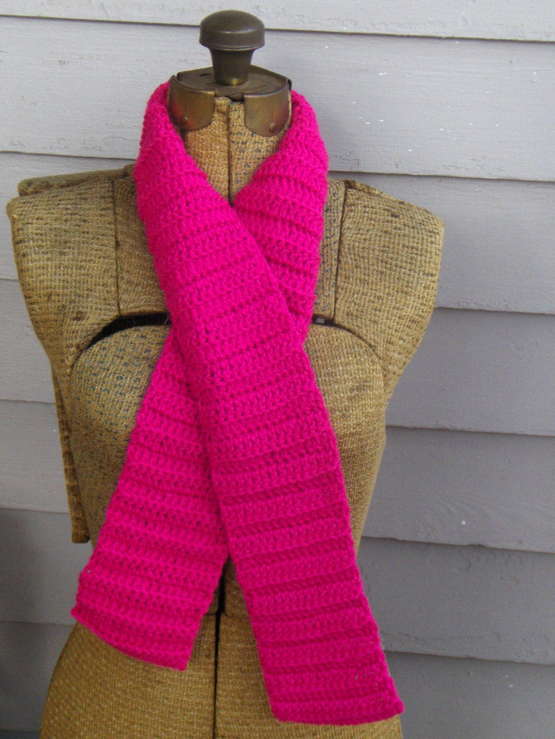 The Shocking Pink Scarf. Handmade Crochet Boho Gyspy Rustic - Etsy