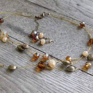 Passende Vintage Sateliten Floating Crystal Multi Strang Halskette und Ohrringe Set.  #FestlicheEtsyFundstücke