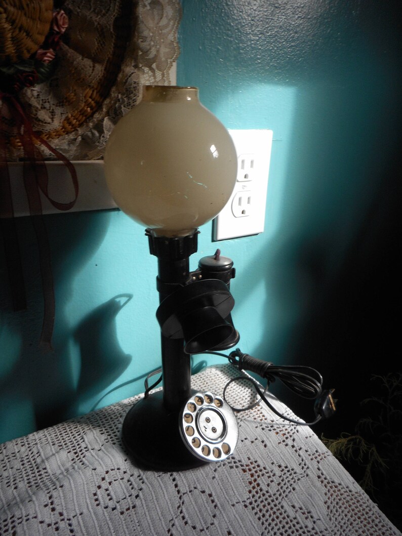 Antique Illuminated Globe Top Rotary Dial Telephone Lamp. Etsy